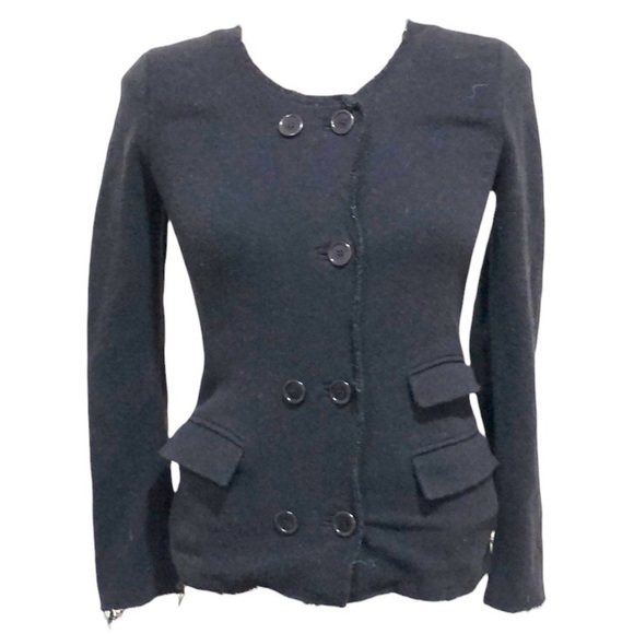 Etoile Isabel Marant Blazer Size 1 Small Black Raw Hem Virgin Wool - Picture 1 of 10